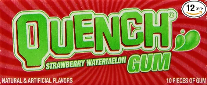 Quench Gum, Strawberry/Watermelon, 10 Count (Pack of 12)