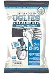 UGLIES Kettle-Cooked Potato Chips, Gluten-Free Snacks, Kosher-Friendly Chips, Non-GMO Snacks for Kids or Office, Lunch Snacks, Individual Snack Packs, Sea Salt Potato Chips, 6 Oz. Each, Pack of 4