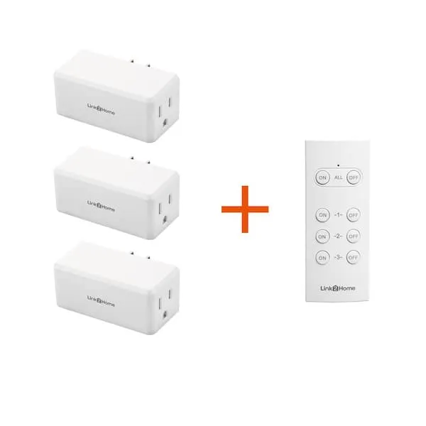 Link2Home Wireless Indoor Remote Control Outlet Switch with 3 RCVs and 1 Remote EM-RF300W