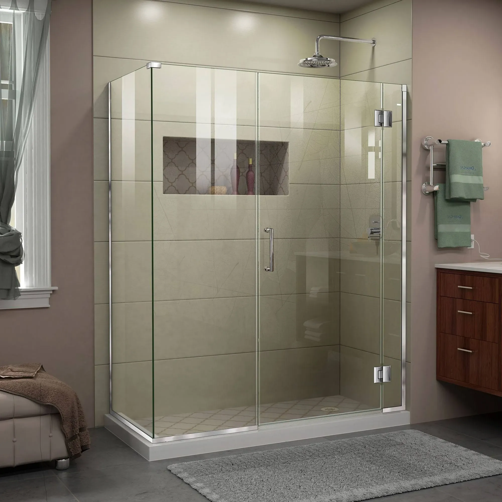 DreamLine E1302234-09 Unidoor-X 58 in. W x 34 3/8 in. D x 72 in. H Frameless ...