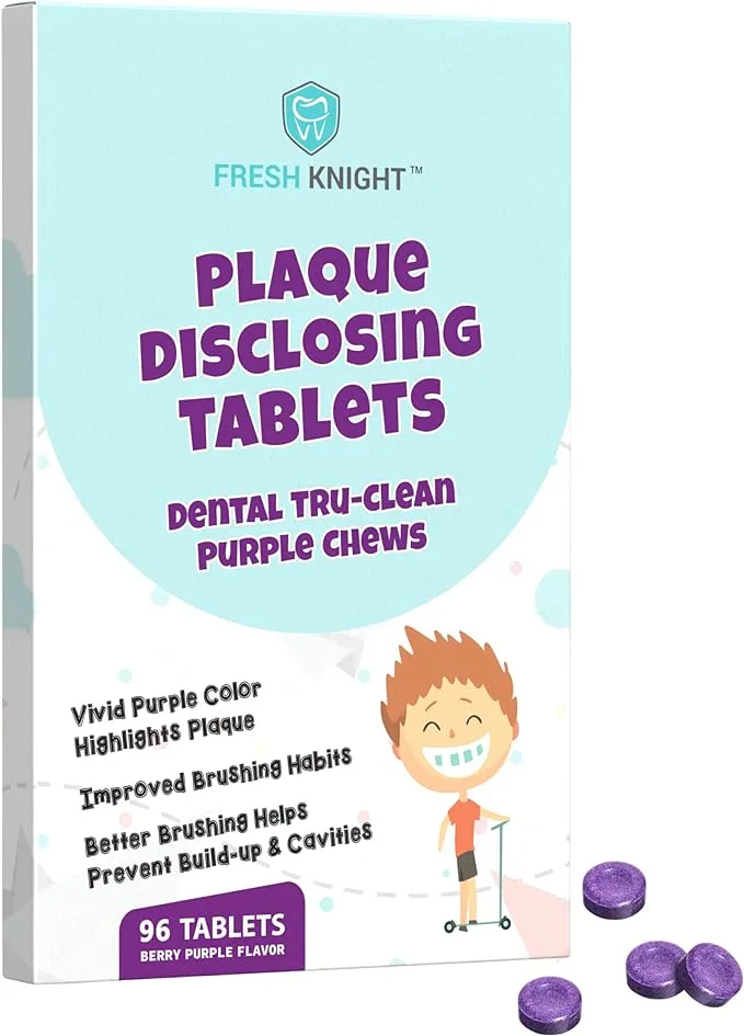 96 Count, Plaque Dental Disclosing Tablets for Kids or Adults, Shows Plaque, Helps Teach Brushing Habits for Clean Teeth