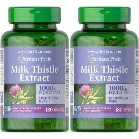 Puritan's Pride Milk Thistle , 180 Count (Pack of 2)