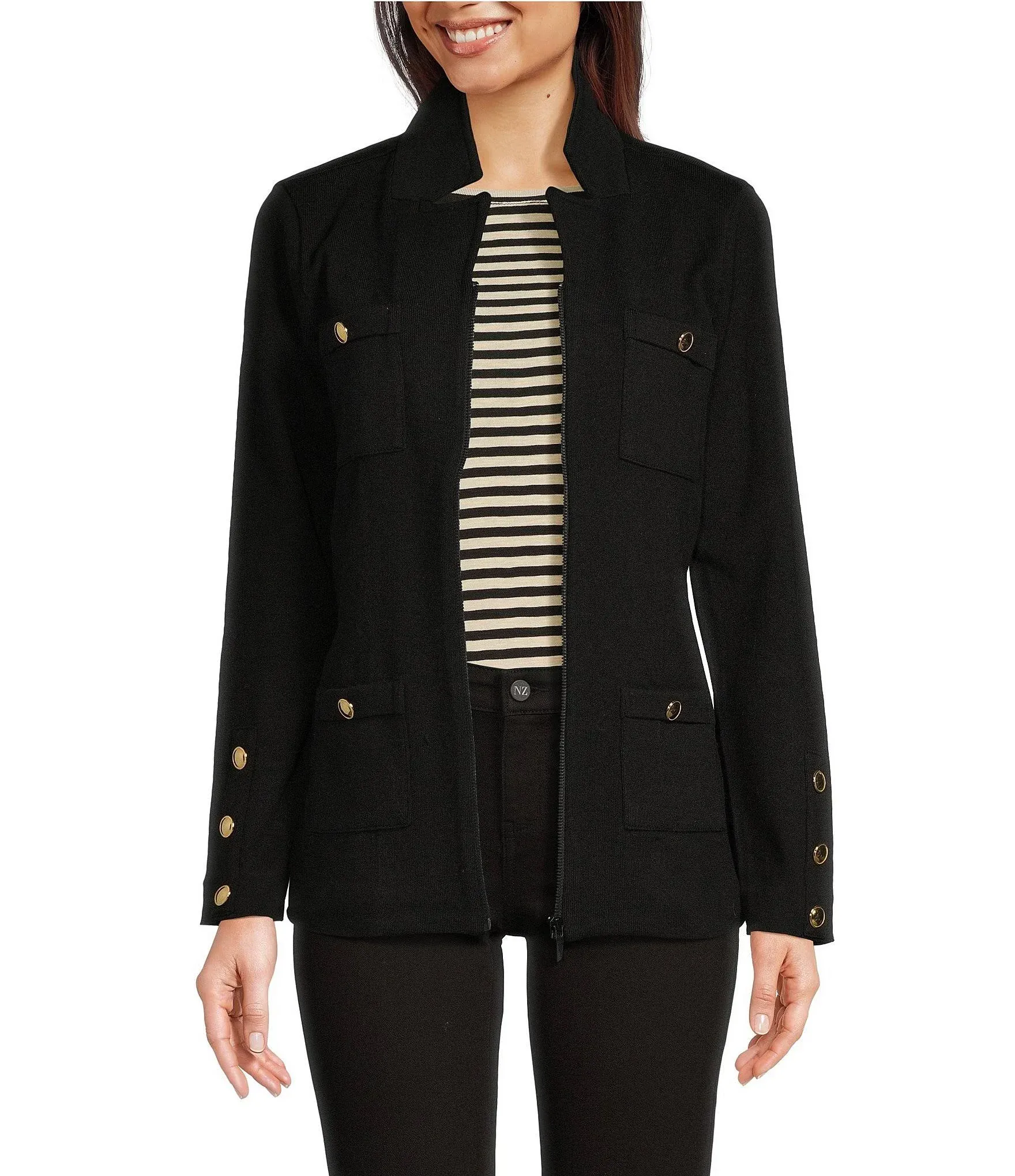 NIC+ZOE City Charm Knit Blazer - Black - Large