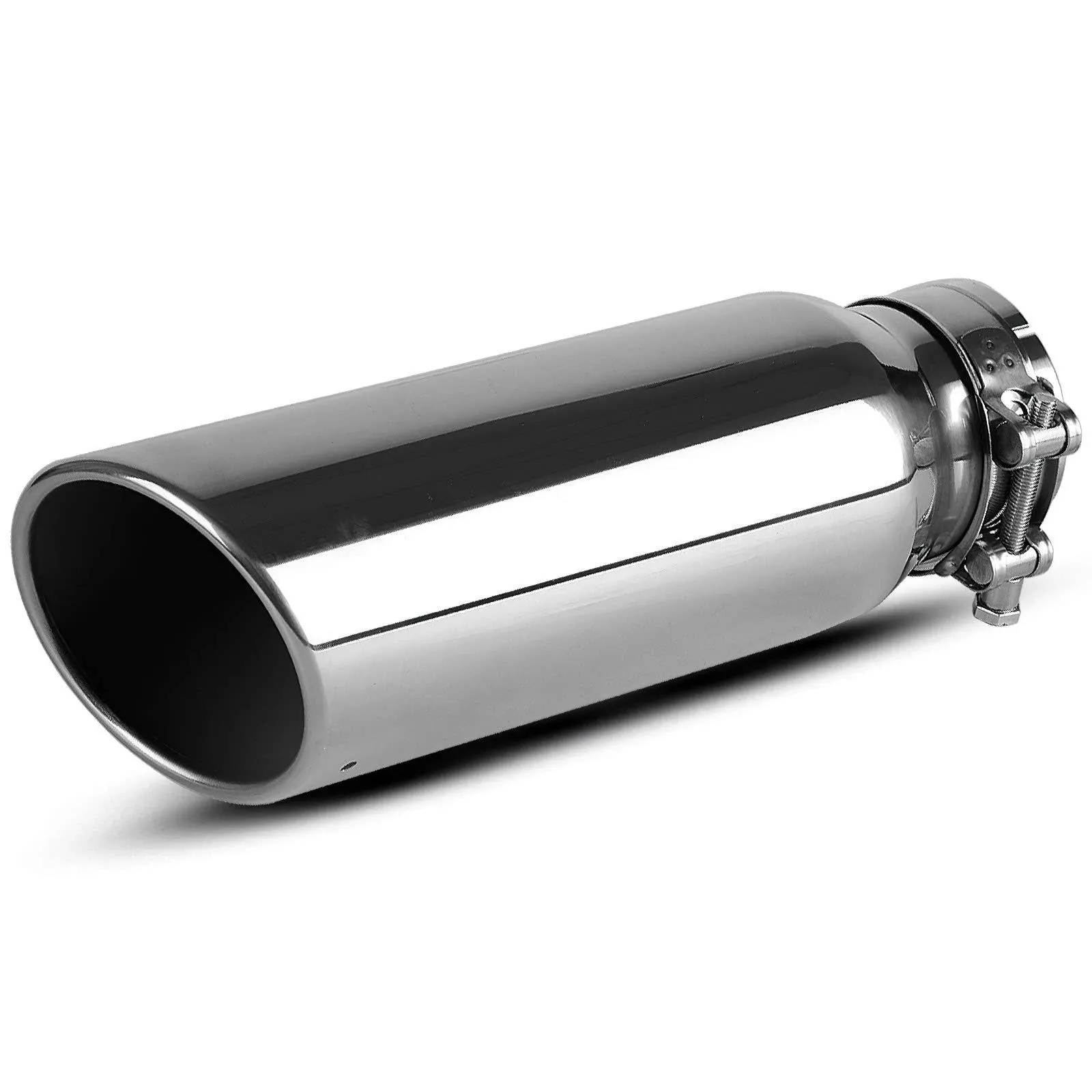 AUTOSAVER88 3 Inch Inlet Exhaust Tip, 3" Inlet 4" Outlet 12" Overall Length Chrome-Plated Finish Stainless Steel Exhaust Tail Tip for 3-Inch Outer Diameter Tailpipe, Bolt/Clamp-On Design, Universal