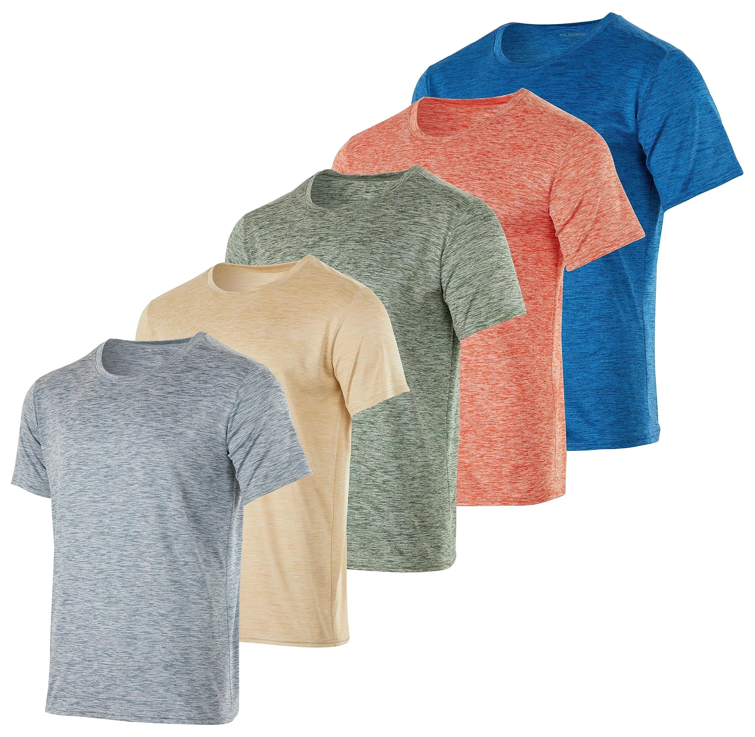 Real Essentials 5 Pack: Men’s Dry-Fit Moisture Wicking Active Athletic ...