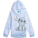 Disney Lilo & Stitch Little Girls French Terry Pullover Crossover Hoodie Tie Dye Blue 6