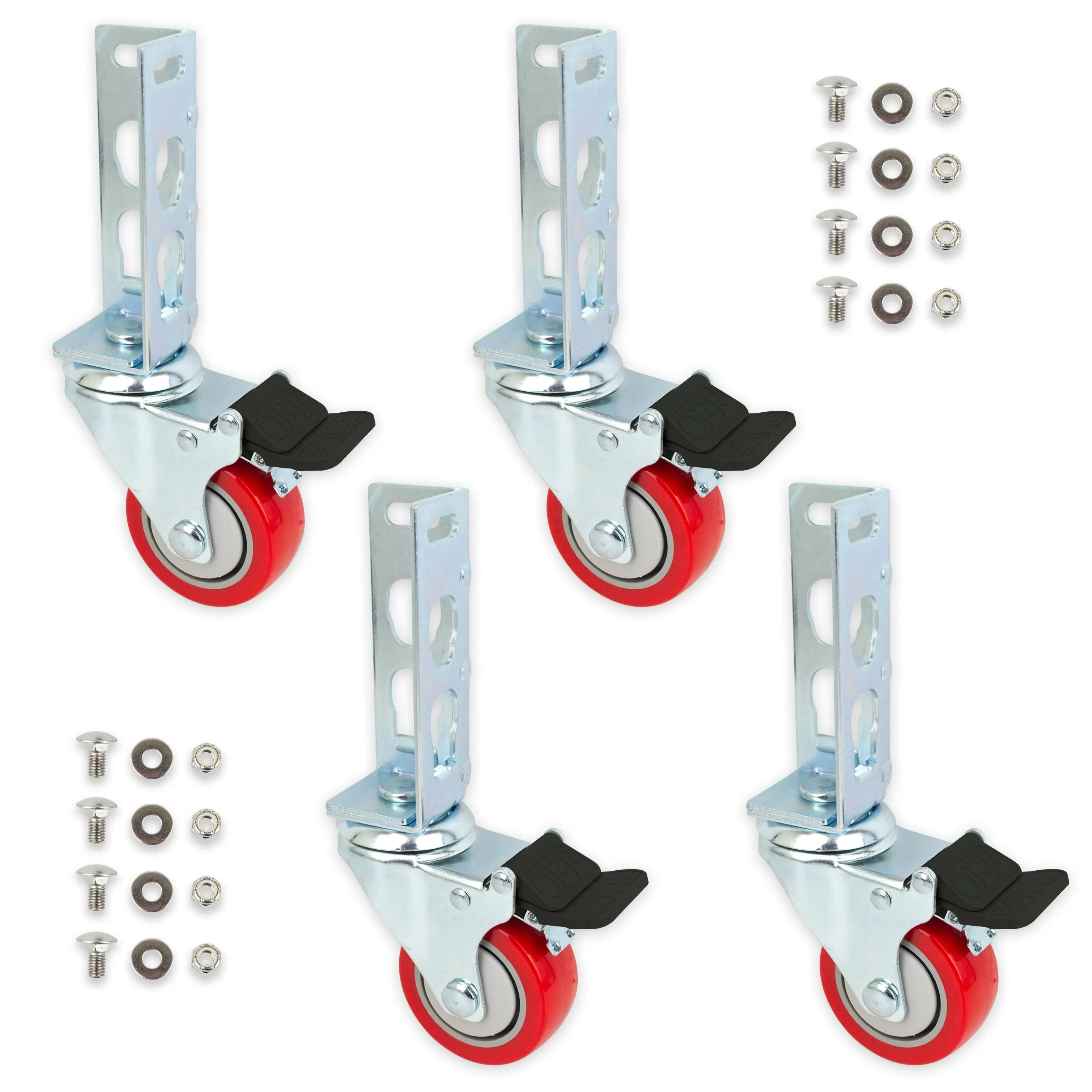 4Pc - Storage Rack Caster Wheels (Adapts to Boltless Self Locking Shelving Racks