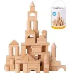 Pidoko Kids Wooden Blocks 100 Pcs Building Blocks for Toddlers