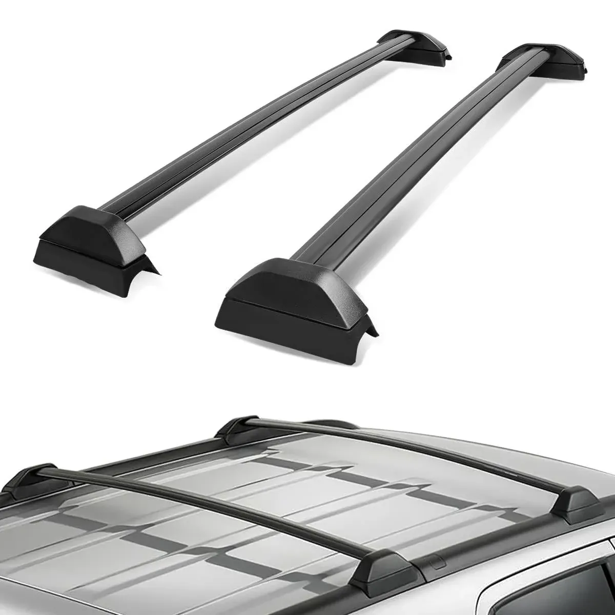 DNA MOTORING PT-ZTL-8033 Pair Aluminum Car Roof Rack Cross Bars Compatible with 02-06 CR-V,Black