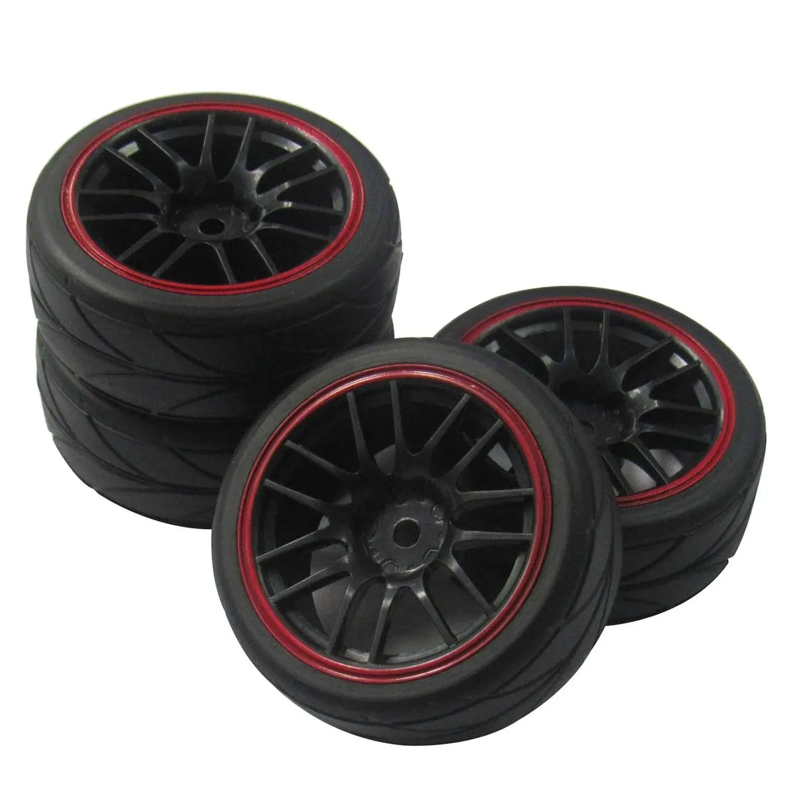 ShareGoo 12mm Hex Wheel Rims &amp; Rubber Tires for RC 1/10 on-Road Touring Drift...