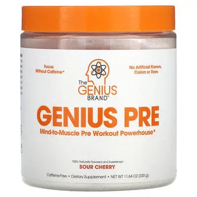 The Genius Brand Genius Pre Workout Powder, Sour Cherry - All-Natural Nootropic ...