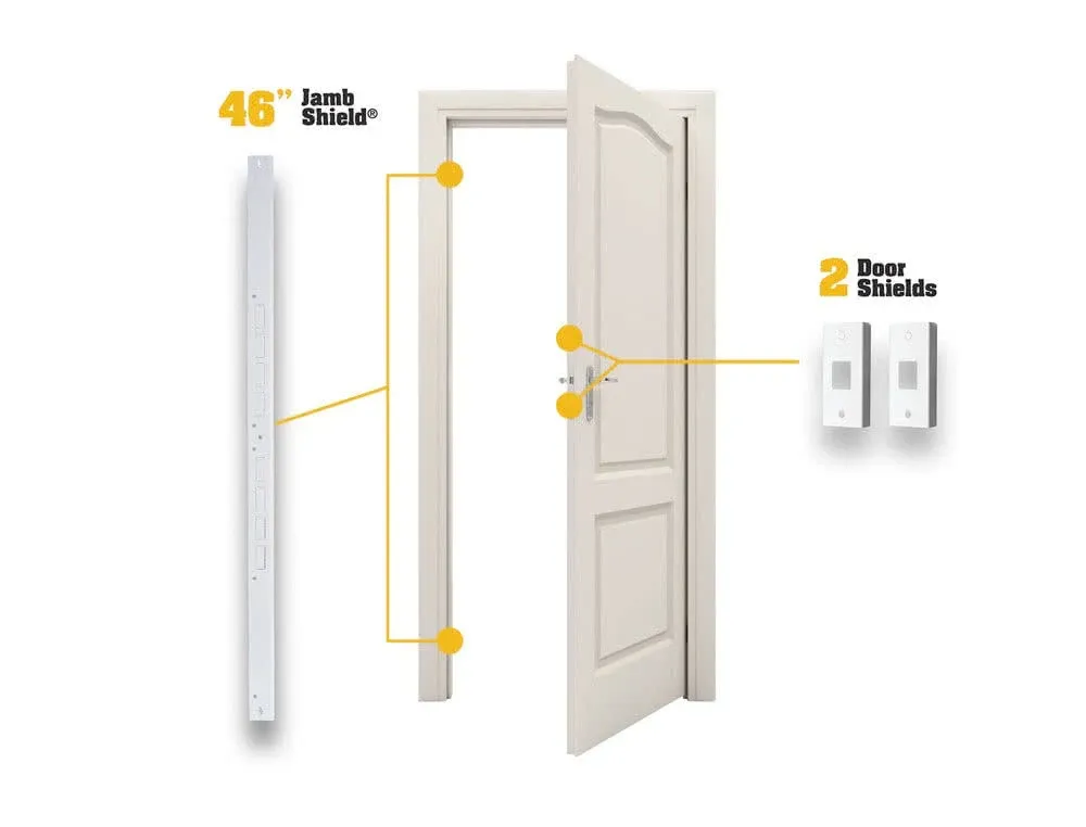 Door Armor Mini - Door Security Reinforcement Kit for Jamb, Frame, Strike Plate - DIY Home Security – White