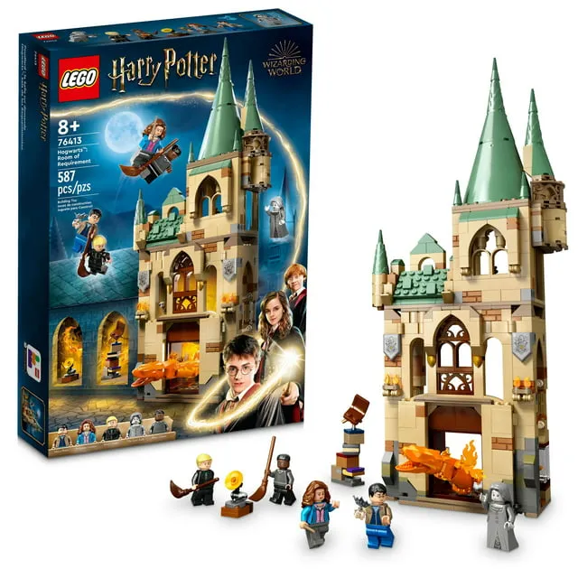 LEGO Harry Potter Hogwarts: Room of Requirement Building Set 76413 - Featuring Harry, Hermione, and Ron Minifigures, Wands, and Transforming Fire Serpent, Deathly Hallows Movie Inspired Castle Toy