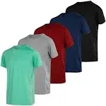 Real Essentials 5 Pack: Men’s Short Sleeve Dry Fit Active Crew Neck T Shirt - At