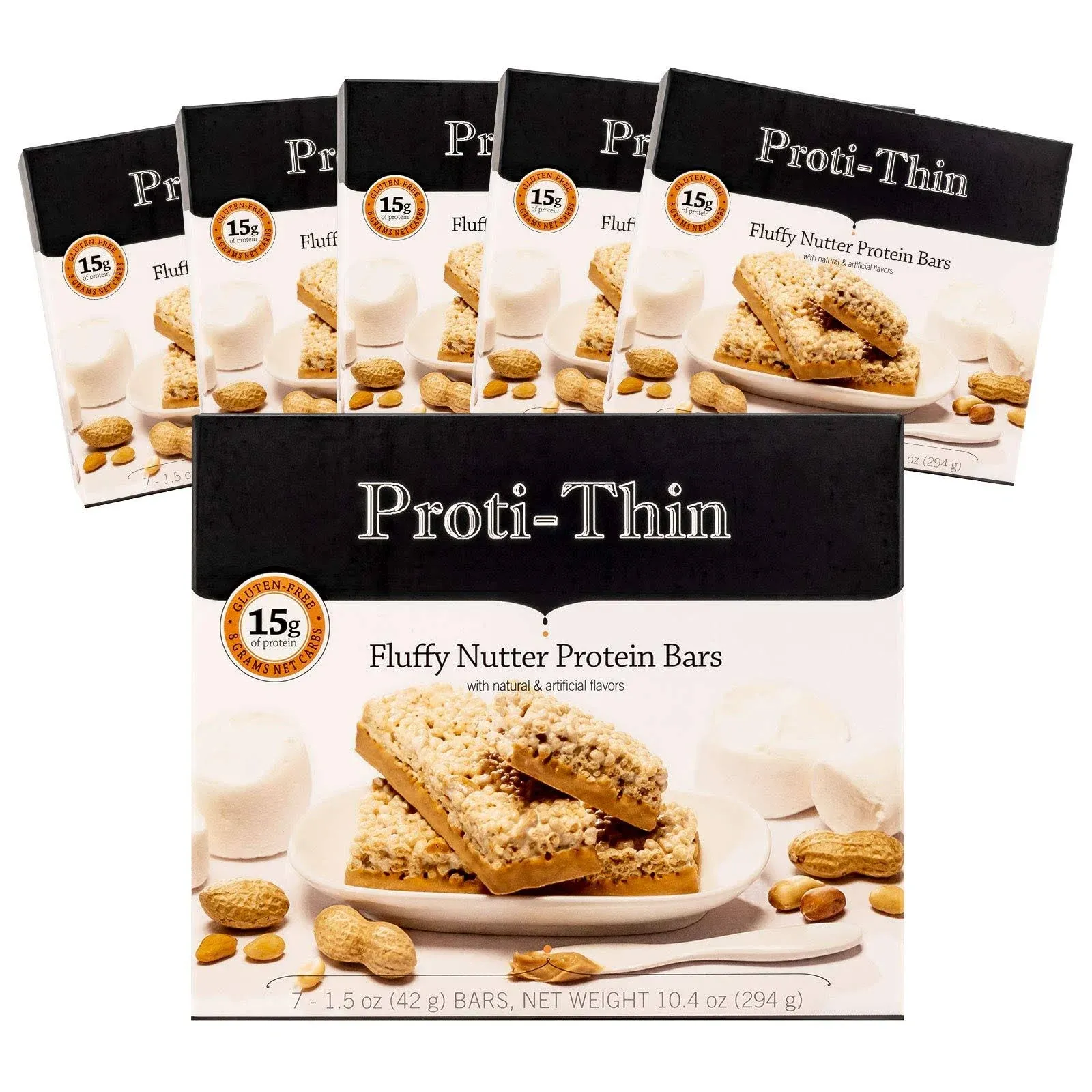 Proti-Thin Fluffy Nutter Protein Bar, 15g Protein, Low Carb Diet Bar, High Fiber ...