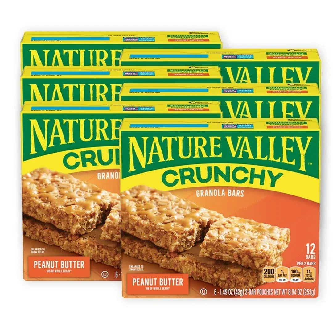 Nature Valley Granola Bars, Crunchy, Peanut Butter, 6 Pouches - 1.49 oz, 2-Bars