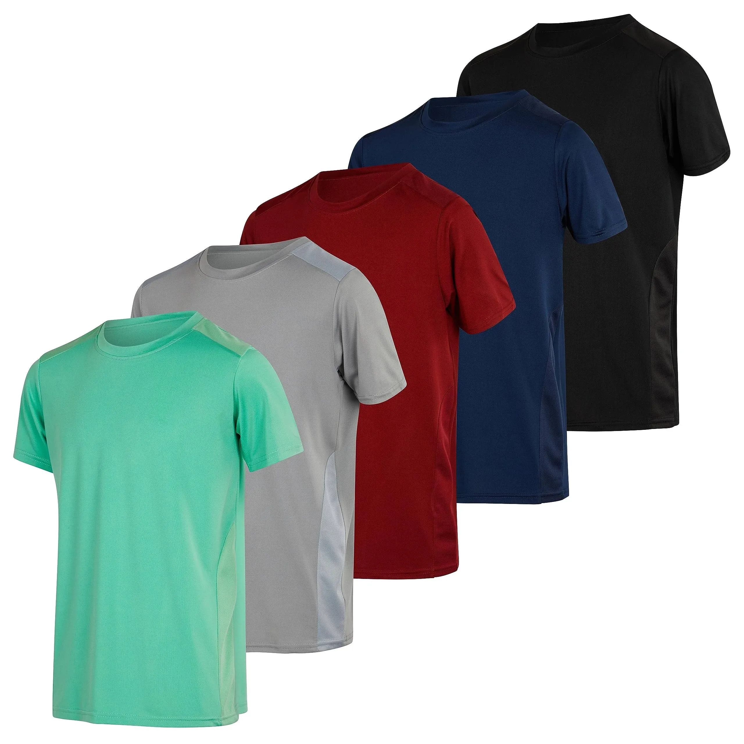 Real Essentials 5 Pack: Men’s Dry-Fit Moisture Wicking Active Athletic Performan