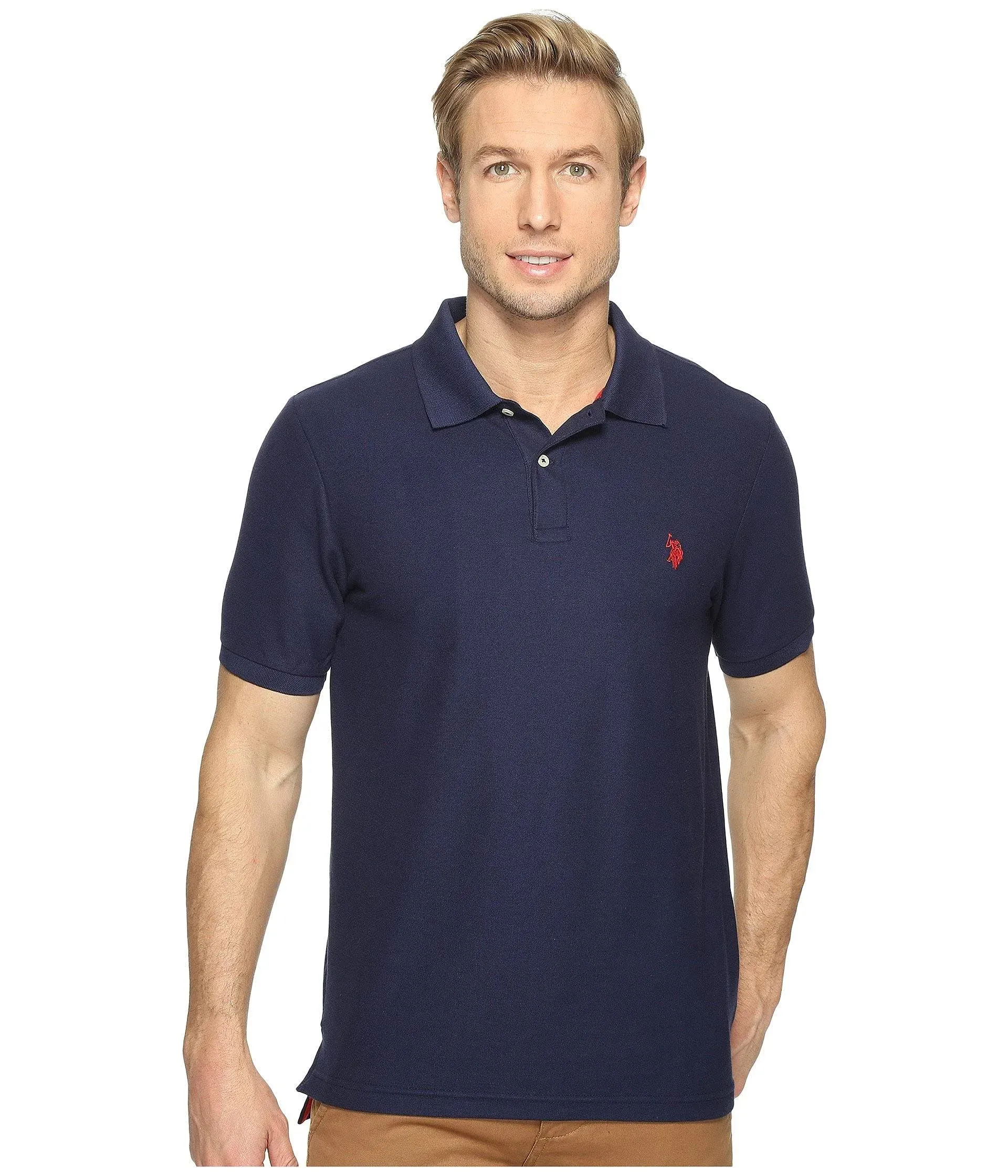 U.S. POLO ASSN. Men&#039;s Ultimate Pique Short Sleeve Polo Shirt SMALL Tahoe Blue