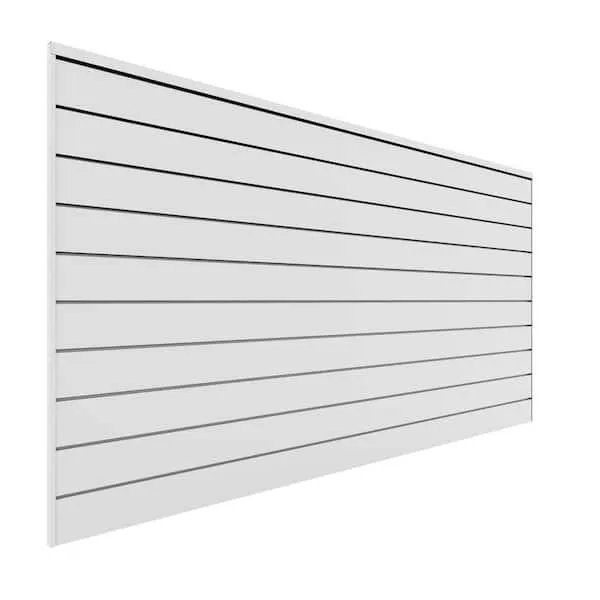 Proslat 8-ft x 4-ft Slatwall Panel w/ Mounting Hidden Screw Hardware PVC White