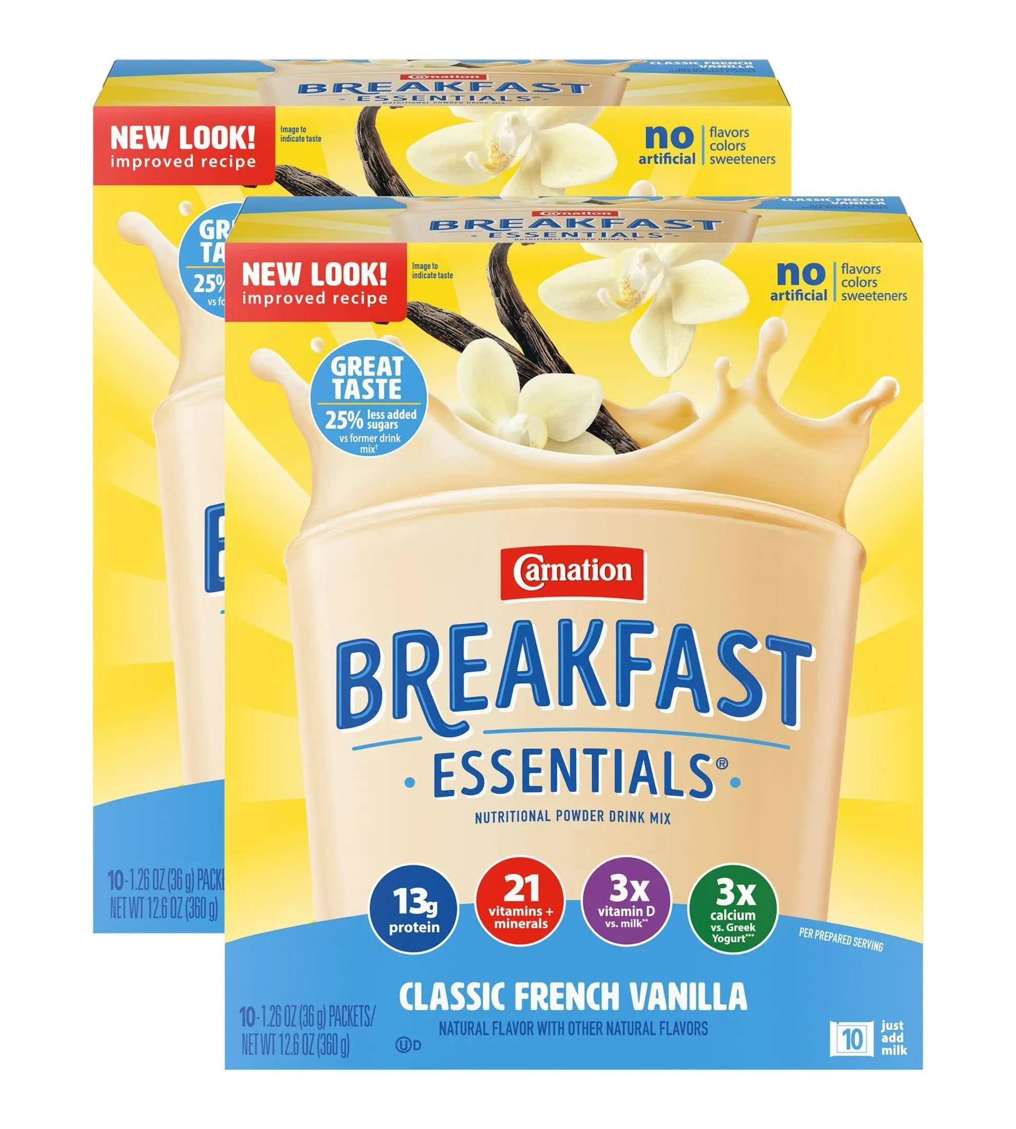 Carnation Breakfast Essentials Instant Breakfast Classic French Vanilla 10ct 2 pack