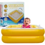 Baby Pool with Grip Handles, Padded Floor, DRAIN; Bathtub & Ball Pit for Toddlers, 34" Orange Burst