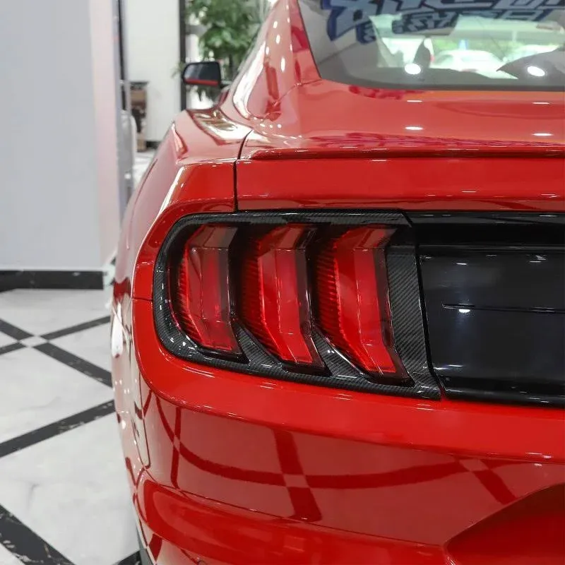 JeCar for Mustang Tail Light Covers Trim Taillight Cover Bezel Accessories Ford 2018-2023 Carbon Fiber at MechanicSurplus.com