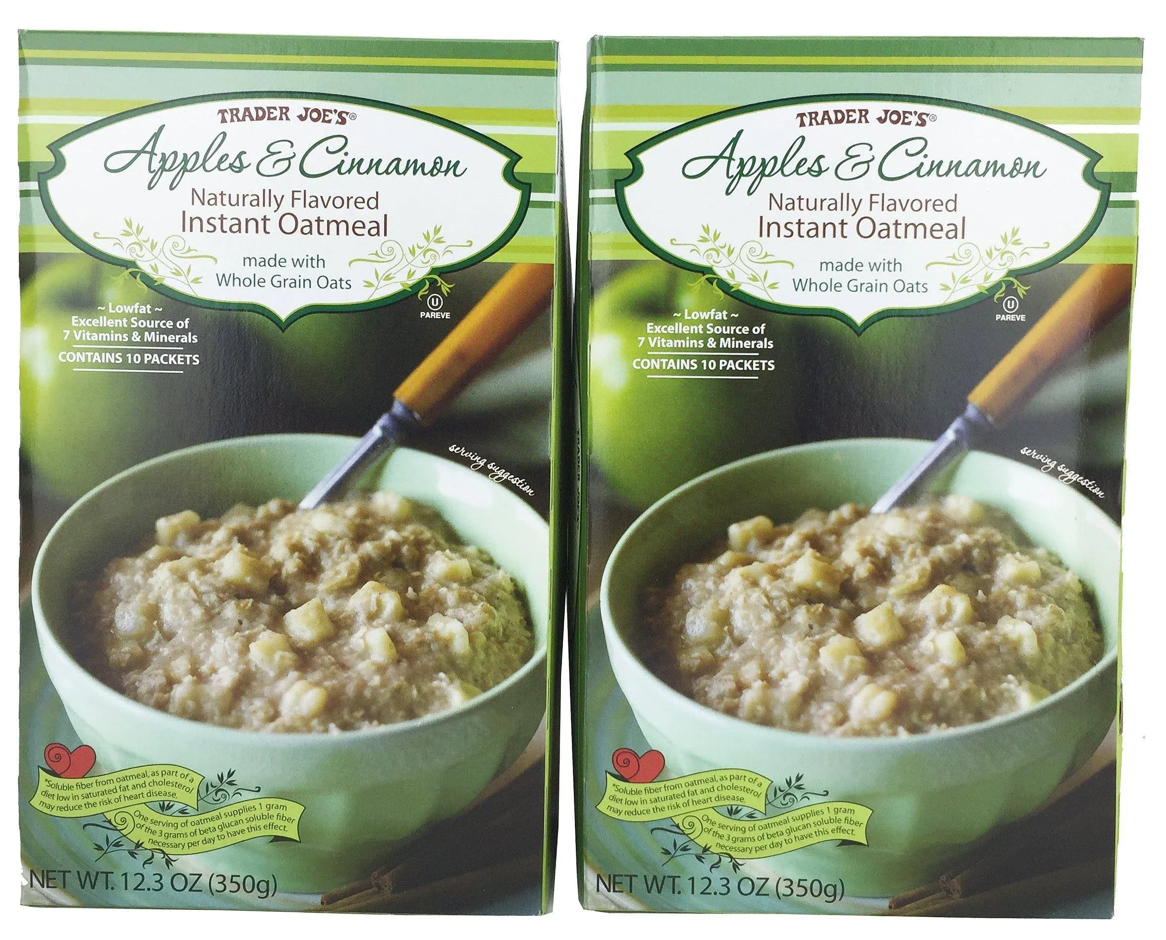 Trader Joes Apple & Cinnamon Naturally Flavored Instant Oatmeal 2 Pack