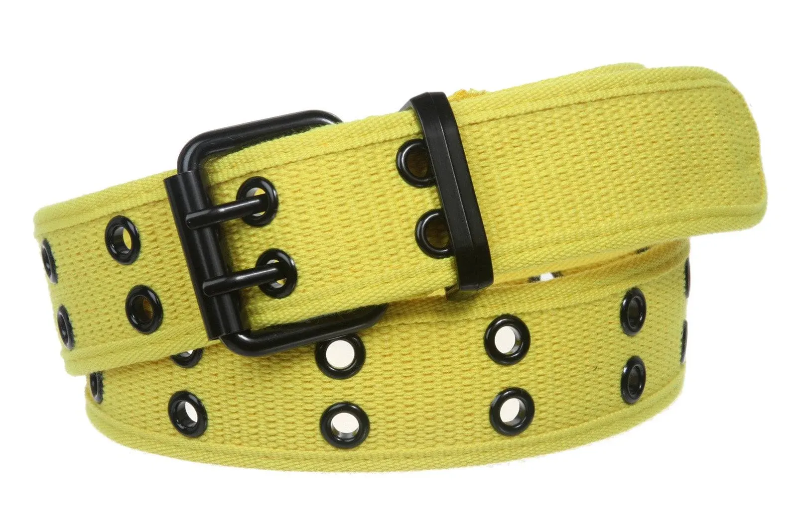 Double Hole Grommets Canvas Web Belt Yellow / 2XL (41"~43" Waist)