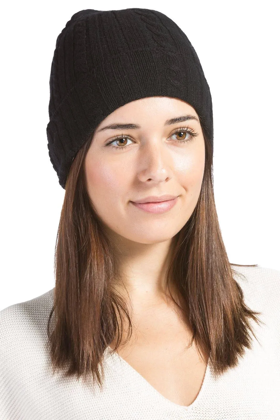 Women's 100% Pure Cashmere Cable Knit Hat