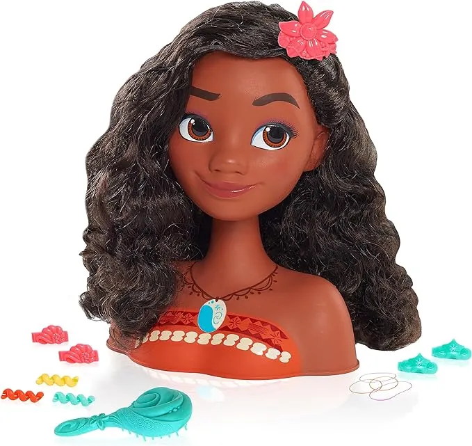 Disney Princess Moana Stying Head, 14-pieces, Officially Licensed Kids Toys for Ages 3 Up by Just Play