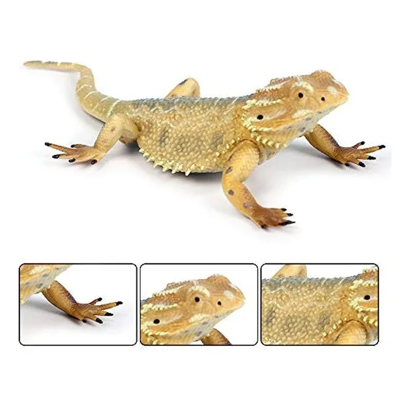 Rich Boxer 5'' Lizard Figurine Bearded Dragon Animal Figurine Plastic Lizard Reptile Model for Home Garden Decoration