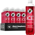 Sparkling ICE, Black Raspberry Sparkling Water, Zero Sugar Flavored Water, with Vitamins and Antioxidants, Low Calorie Beverage, 17 fl oz Bottles (Pack of 12)