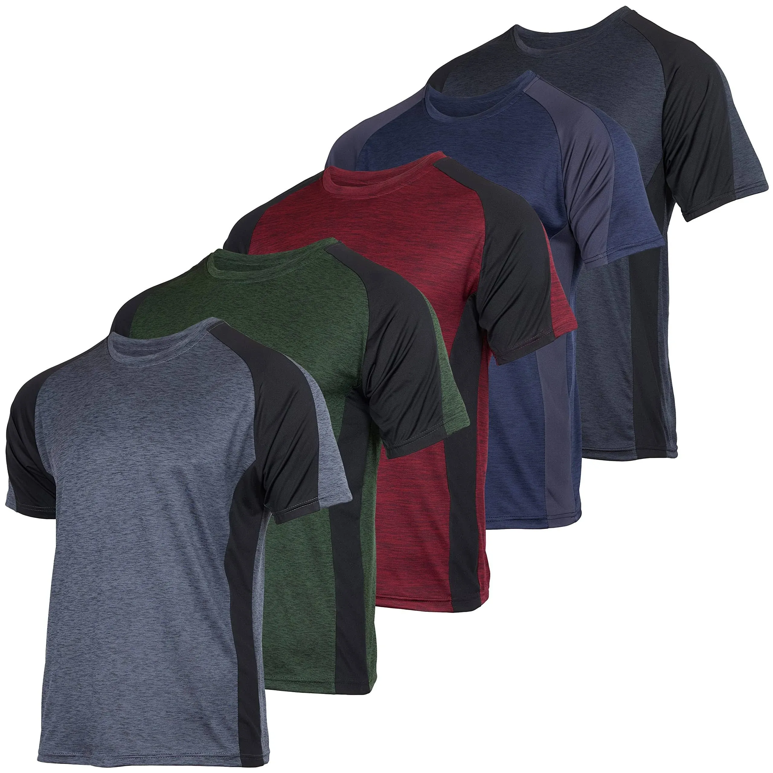 5 Pack Real Essentials Men's Dry Fit Active Performance T-Shirt in Multi | Small