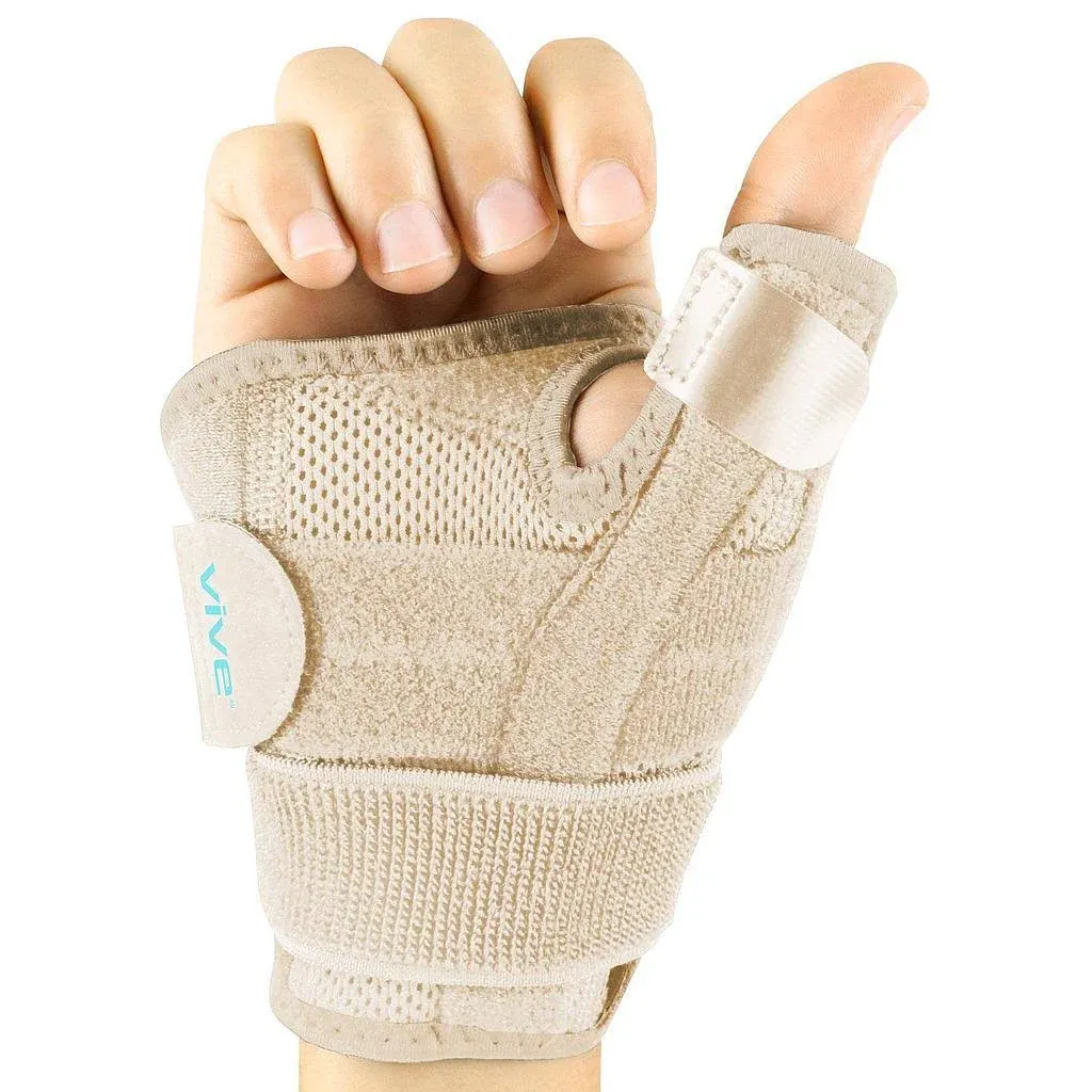 Vive Thumb & Wrist Brace for Right or Left Hand - Spica Splint Brace for Carpal Tunnel, Tendonitis, & Arthritis in Hands or Fingers - Compression Support for Women Men - Stabilizer Relief for Bowling