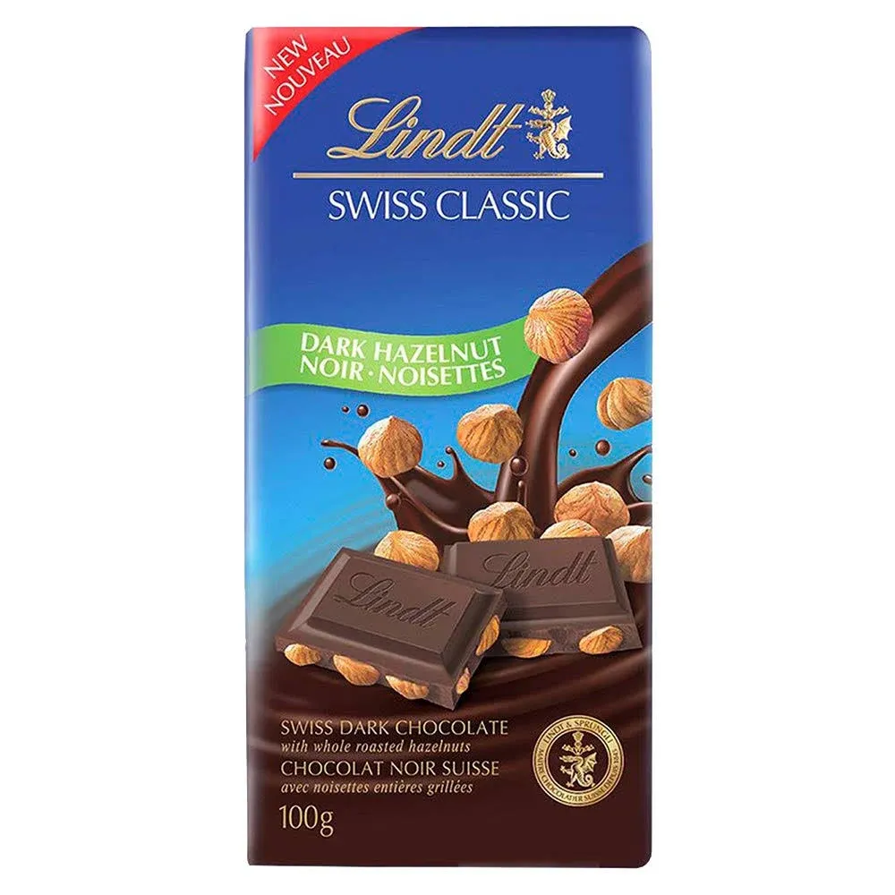 Lindt Swiss Classic Dark Hazelnut Chocolate with Noisettes, 100 g