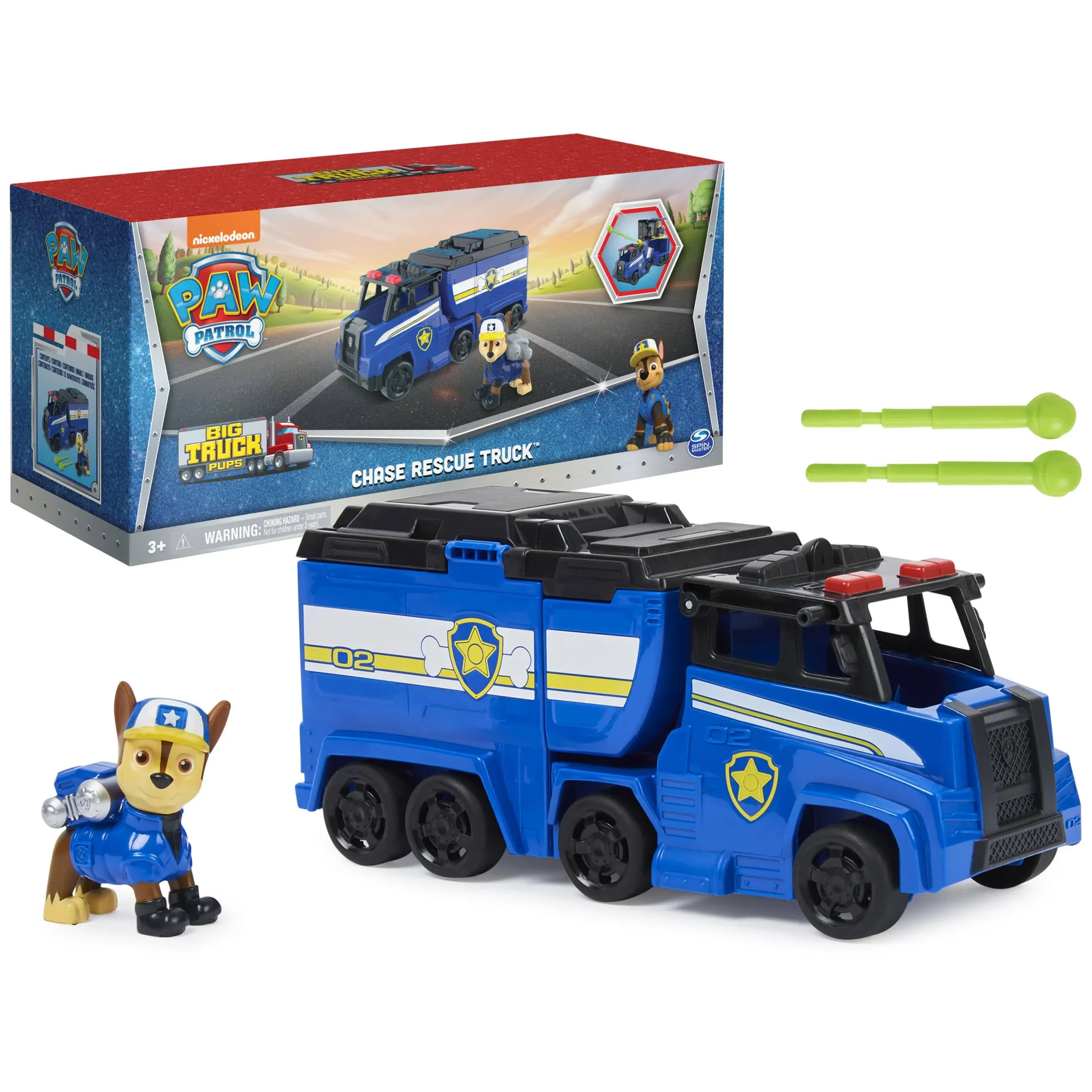 Paw Patrol, Big Truck Pups Chase Transforming Toy Trucks with Collectible Action Figure, Kids Toys for Ages 3 and Up