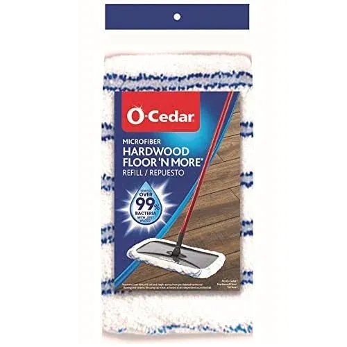 O-Cedar Hardwood Floor &#039;N More All Surface Microfiber Mop Refill Blue Stripe 