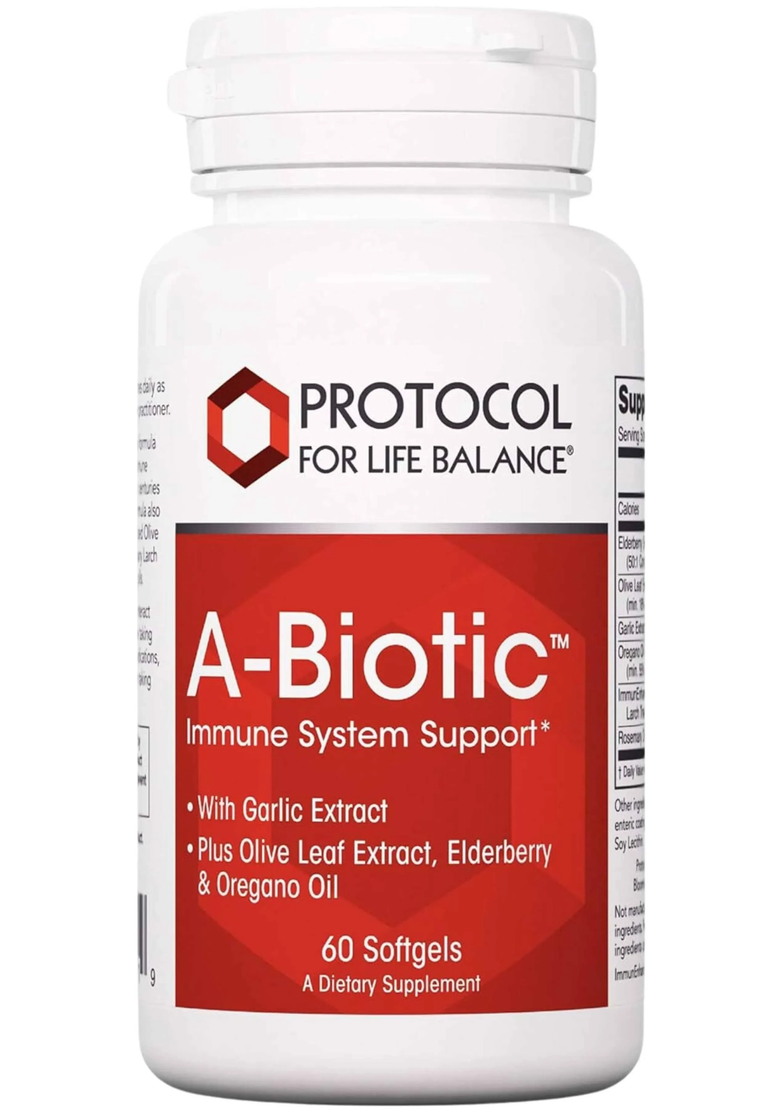 Protocol A-Biotic - Immune Support Supplement* - Garlic Supplement - with Elderberries, Olive Leaf Extract, Oregano & Rosemary Oils - Dairy & Egg Free - 60 Softgels