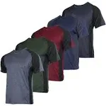 Real Essentials 5 Pack: Men’s Dry-Fit Moisture Wicking Active Athletic Performance Crew T-Shirt