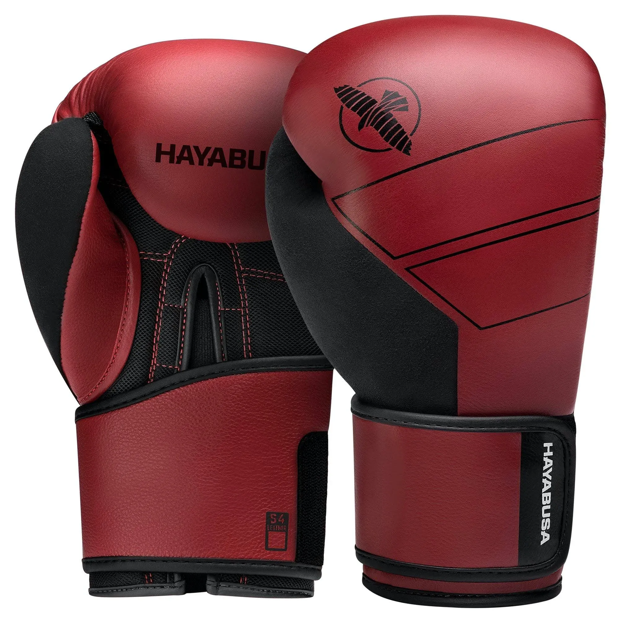 Hayabusa S4 Leather Boxing Gloves for Women Men - Red, 14oz