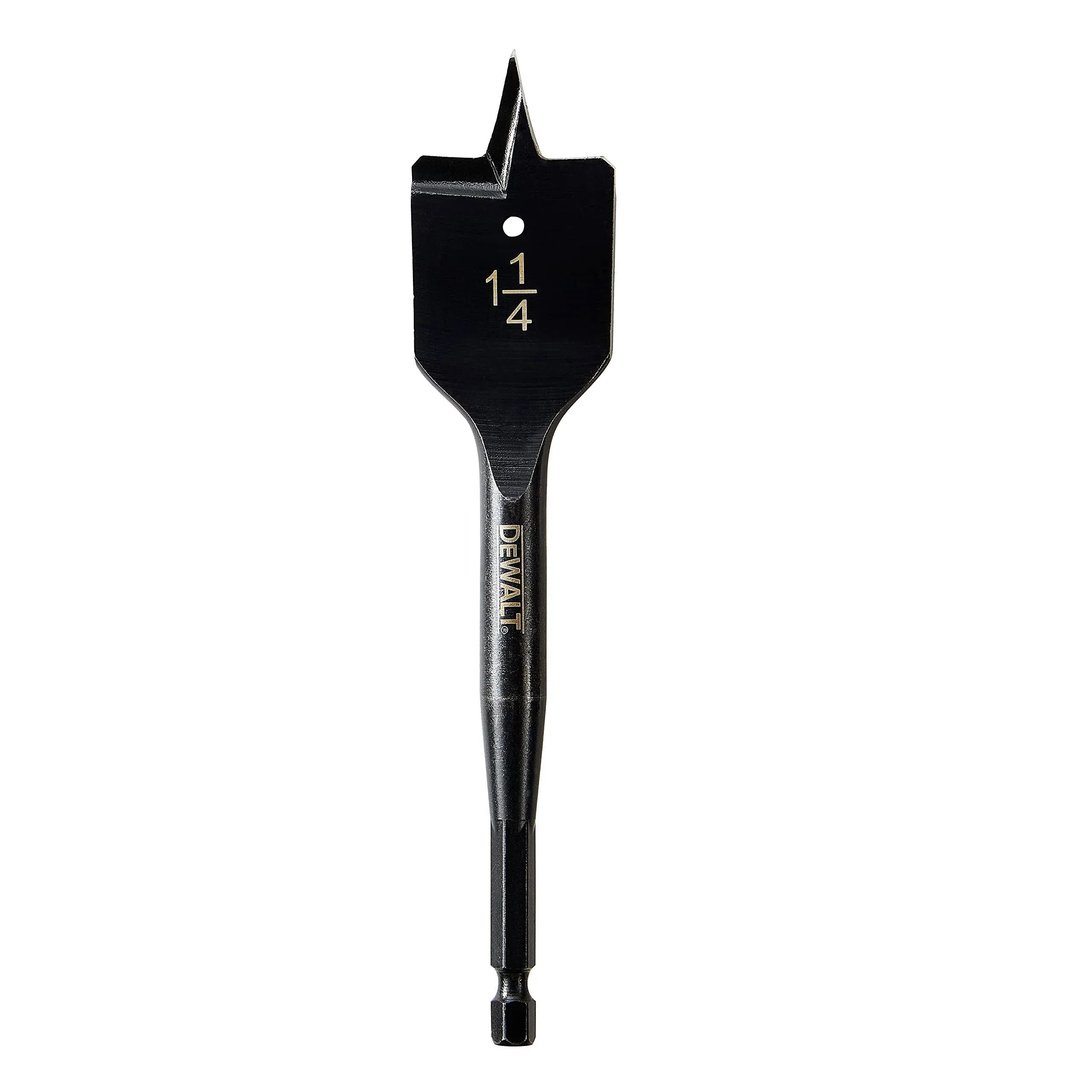 DEWALT DW1584 Spade Drill Bit, 1-1/4 in Dia, 6 in OAL, 1/4 in Dia Shank, Hex Shank Black Oxide