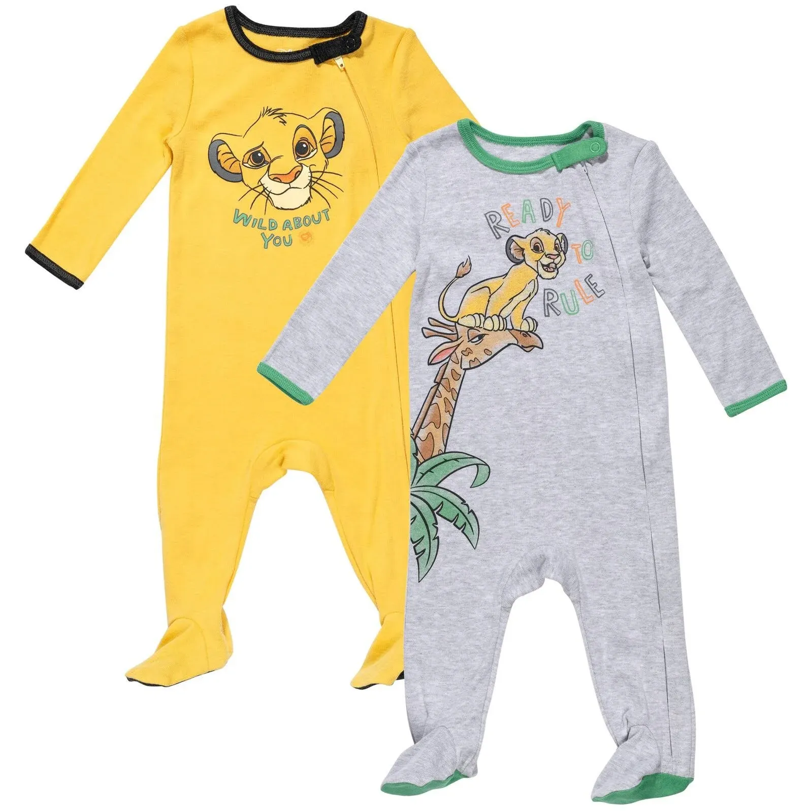 Disney Lion King Simba Newborn Baby Boys 2 Pack Zip Up Snap Sleep N' Play ...