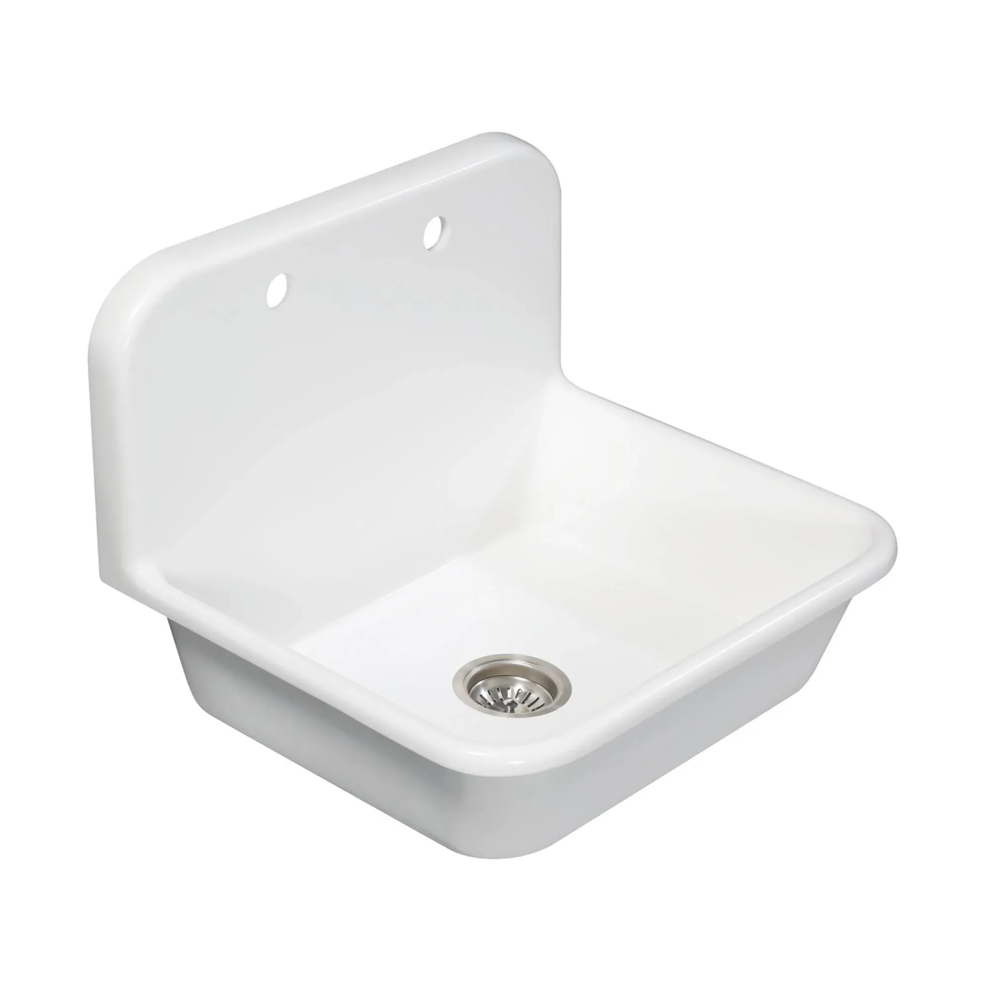 Arcticstone 24" Solid Surface Farmhouse Kitchen Sink W/Backsplash, Wht