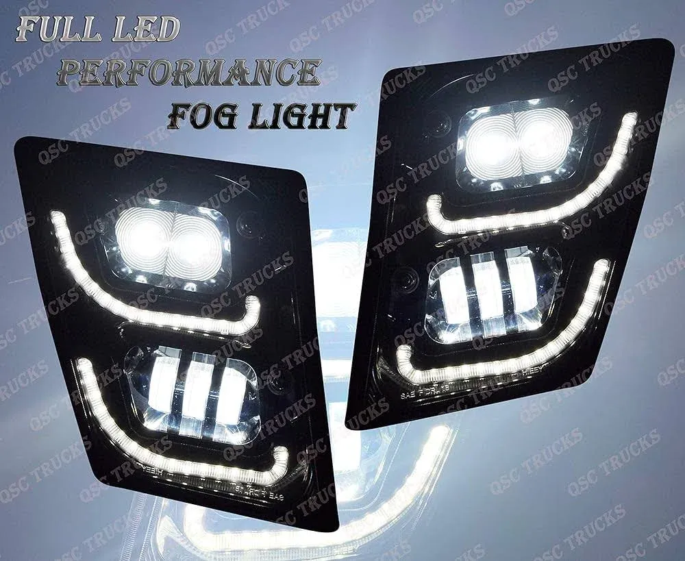 QSC Volvo VN VNL Truck 03-17 Full LED Performance Fog Light Lamp Left Right Pair