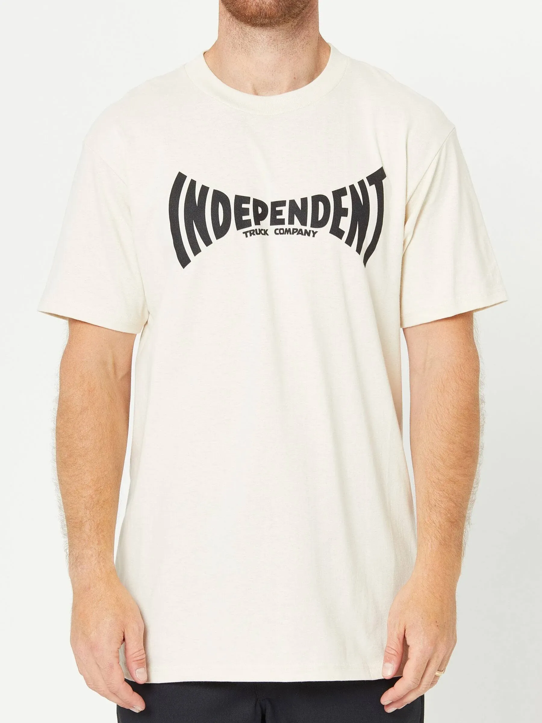 Independent Span Short Sleeve T-Shirt Cream White