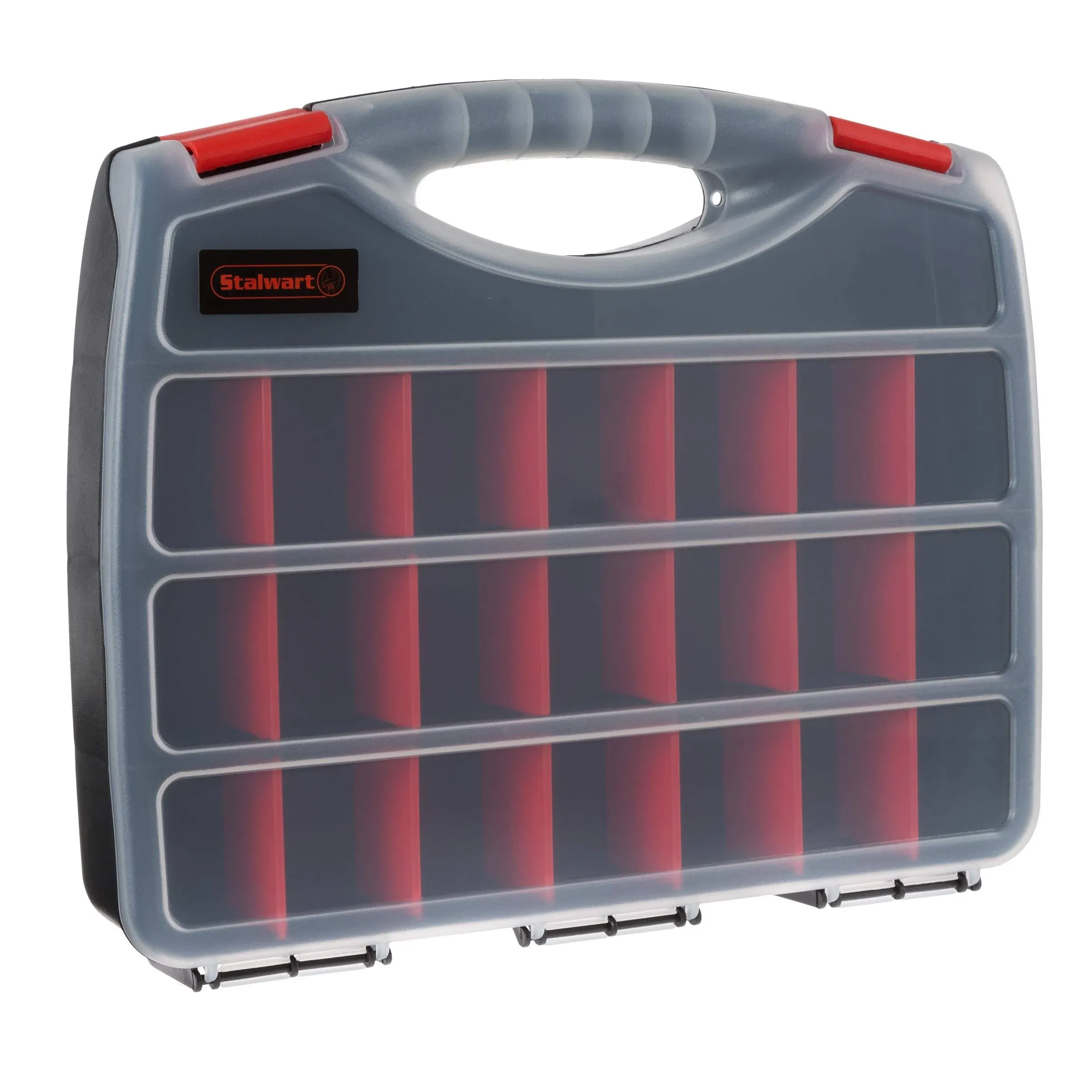 Stalwart Portable Storage Case with Secure Locks & 23 Adjustable Compartments for Hardware