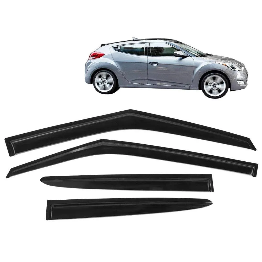 Ikon Motorsports Out Channel Window Visors for 2011-2018) Hyundai Veloster