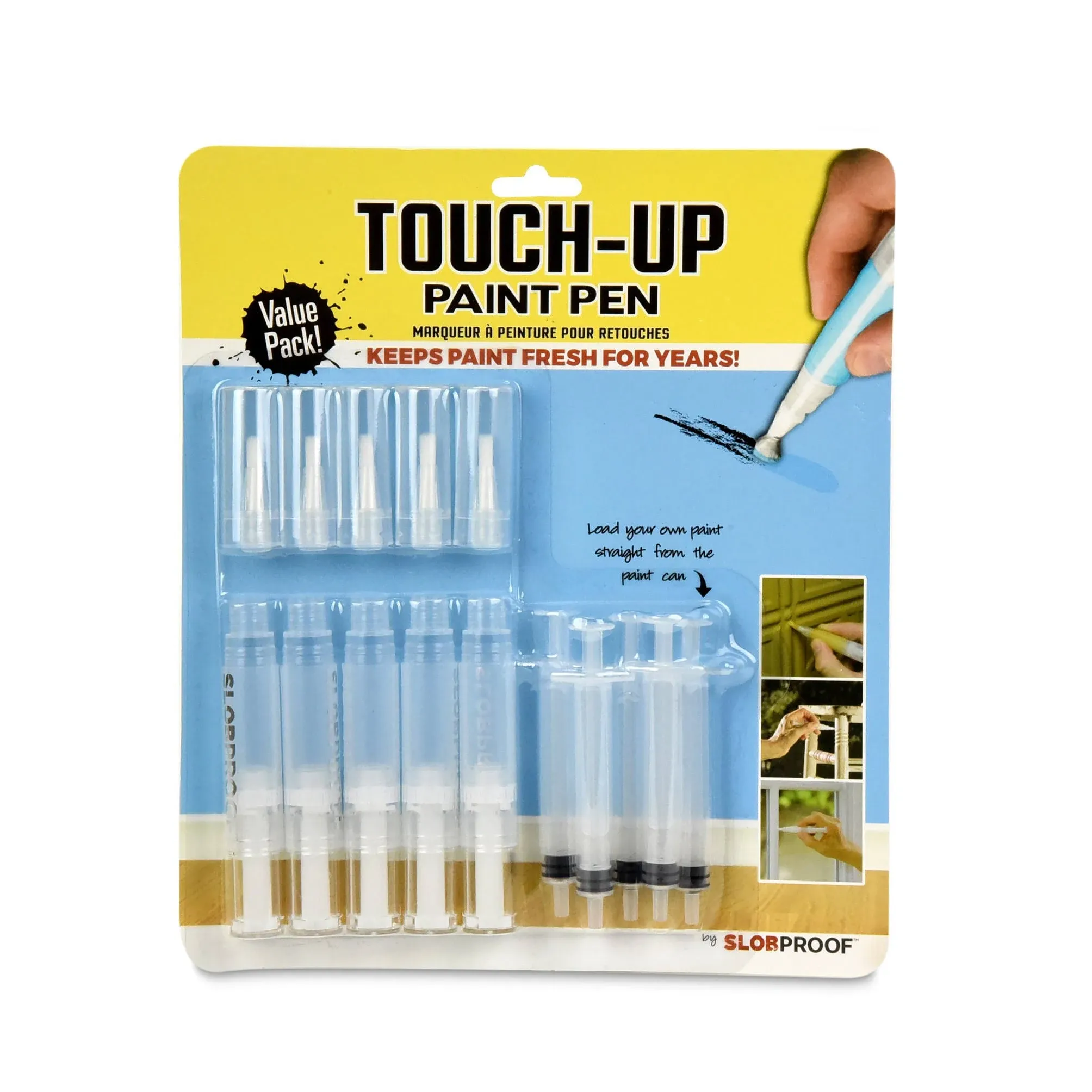 Slobproof Refillable Paint Brush Pens 2 in 1 Pack. Convenient Touch-Up with Easy To Use Syringes, Fillable Solution for Precision and Ease in Paint Touch-Ups. Ideal for Home, Wood and Paint Touch Ups