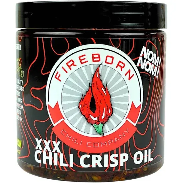 Fireborn Chili Company- XXX Hot Garlic Chili Crisp Oil Chili Oil Vegan Gormet ...