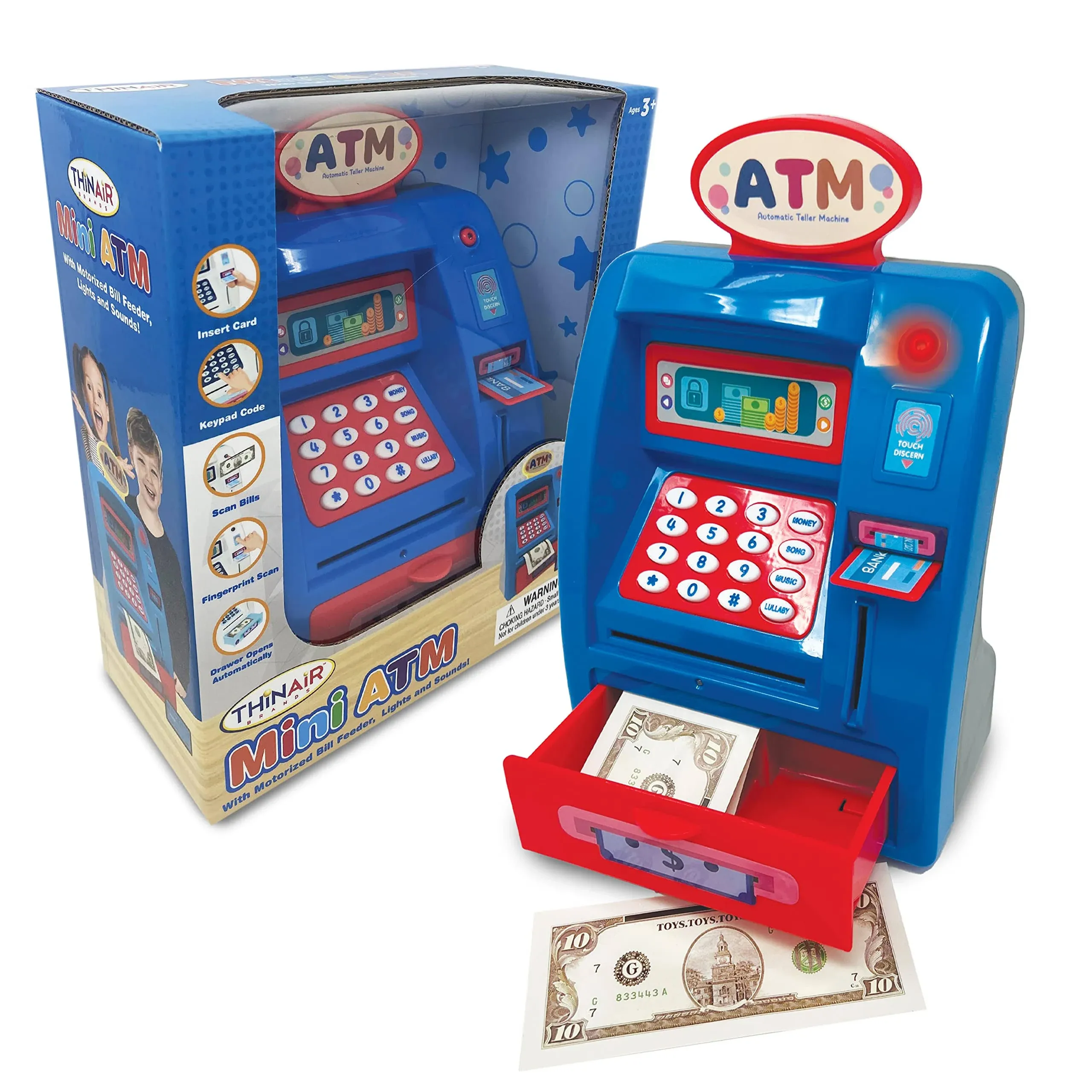 Preschool ATM Machine Savings Piggy Bank, Light and Sound, for Young Kids